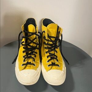 Yellow High-Top Sneakers with Black Laces